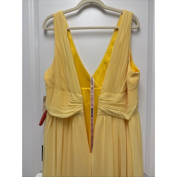 New MAC DUGGAL Size 18 Evening Gown Yellow Chiffon Sleeveless Wrap Formal Dress - Picture 11 of 16